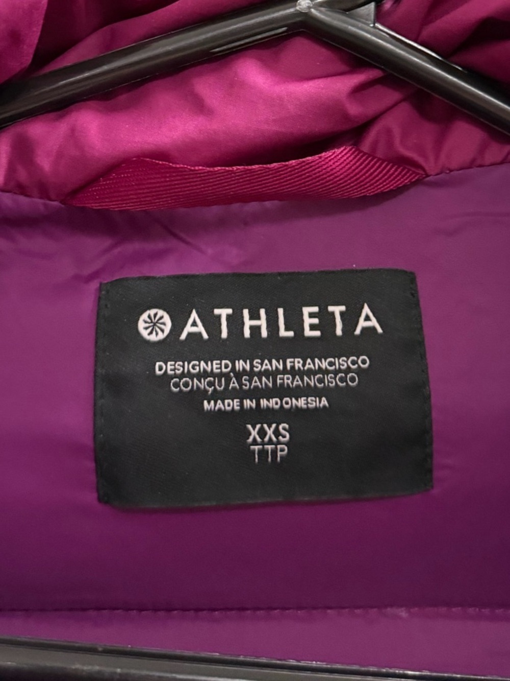 ATHLETA Downtown Jacket Fuchsia Down Puffer Size XXS - Picture 9 of 9